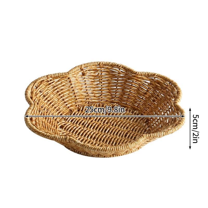 Rattan Tray Woven Fruit Basket Picnic Bread Snacks Trays Kitchen Wicker Baskets Breakfast Bread Storage Box Handwoven Food Plate