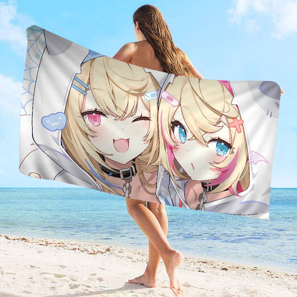 FuwaMoco Fuwawa Mococo Hololive Vtuber Anime Beach Swimming Towel Soft Absorbent Washcloth Children's Gifts For Kids Camping Gym