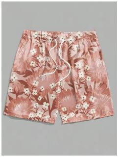 Men's Shorts 3D Hawaiian Plant Bath Swimsuit, Quick Dry Beach Hawaiian Men's Fashion Shorts