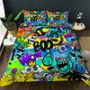 Комплекты пододеяльников с граффити для детей и подростков, пододеяльники размера «queen», легкий пуховый декор для комнаты, 2 наволочки, 1 пододеяльник, без одеяла
