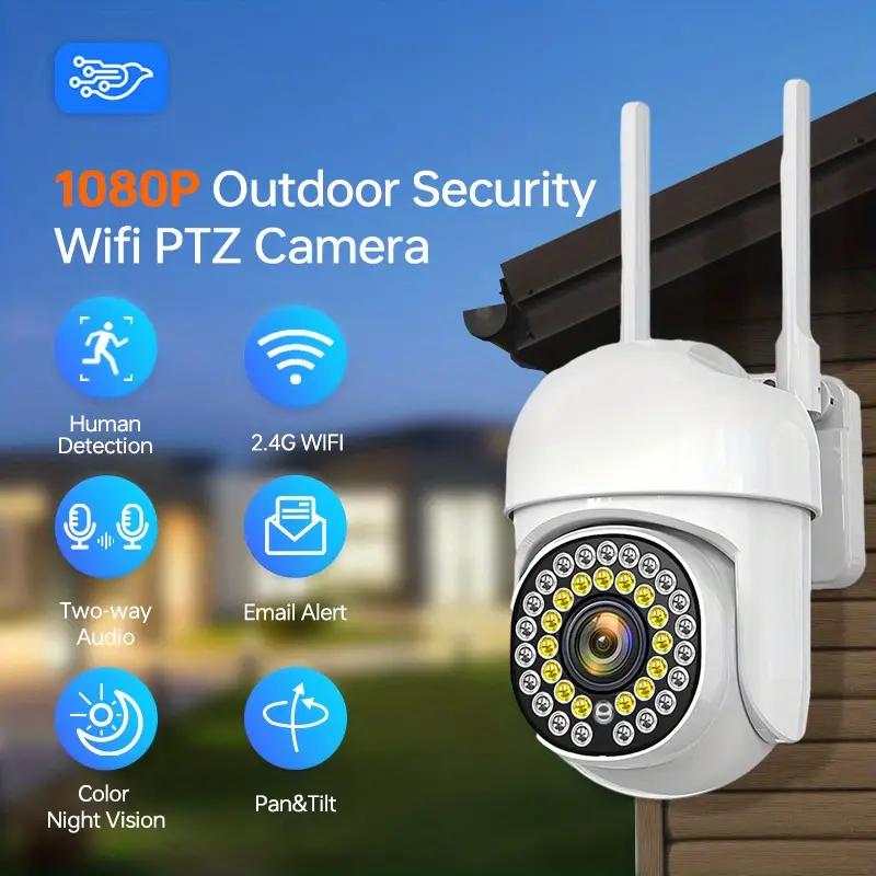 Наружное 1080P Wi-Fi наблюдение, 36 лампочек, PTZ-управление, панорамная IP-камера, полноцветная видеокамера ночного видения, поддержка двусторонней внутренней связи