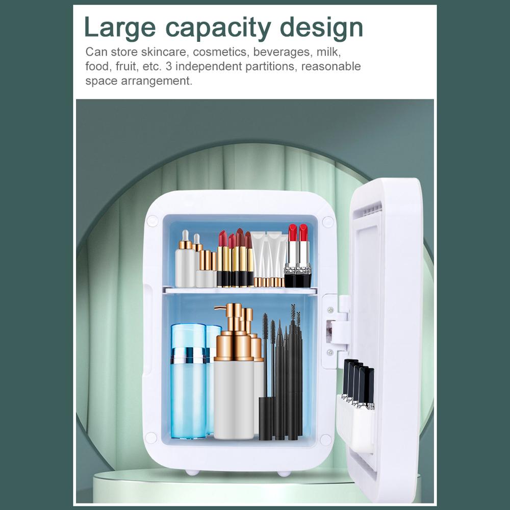 Portable Car Fridge Regrigerator 4L Small Household Silent Cooler Warmer 12V/110V with Mirror & LED