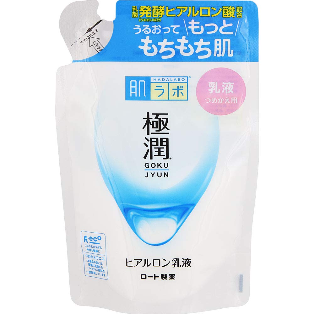 Hada Labo Gokujun Hyaluronic Acid containing 3 types of hyaluronic refill 140mL Emulsion, acid, pack,