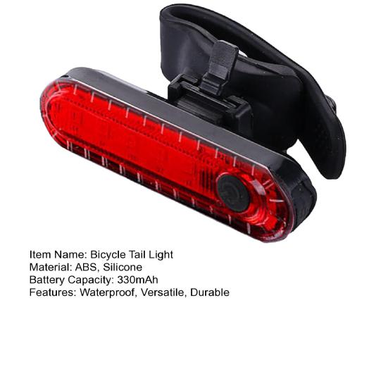 USB Rechargeable Bicycle Tail Light Energy-Saving LED Lamp Waterproof Bike Rear Safety Flashlight for Night Riding Outdoor Cycling