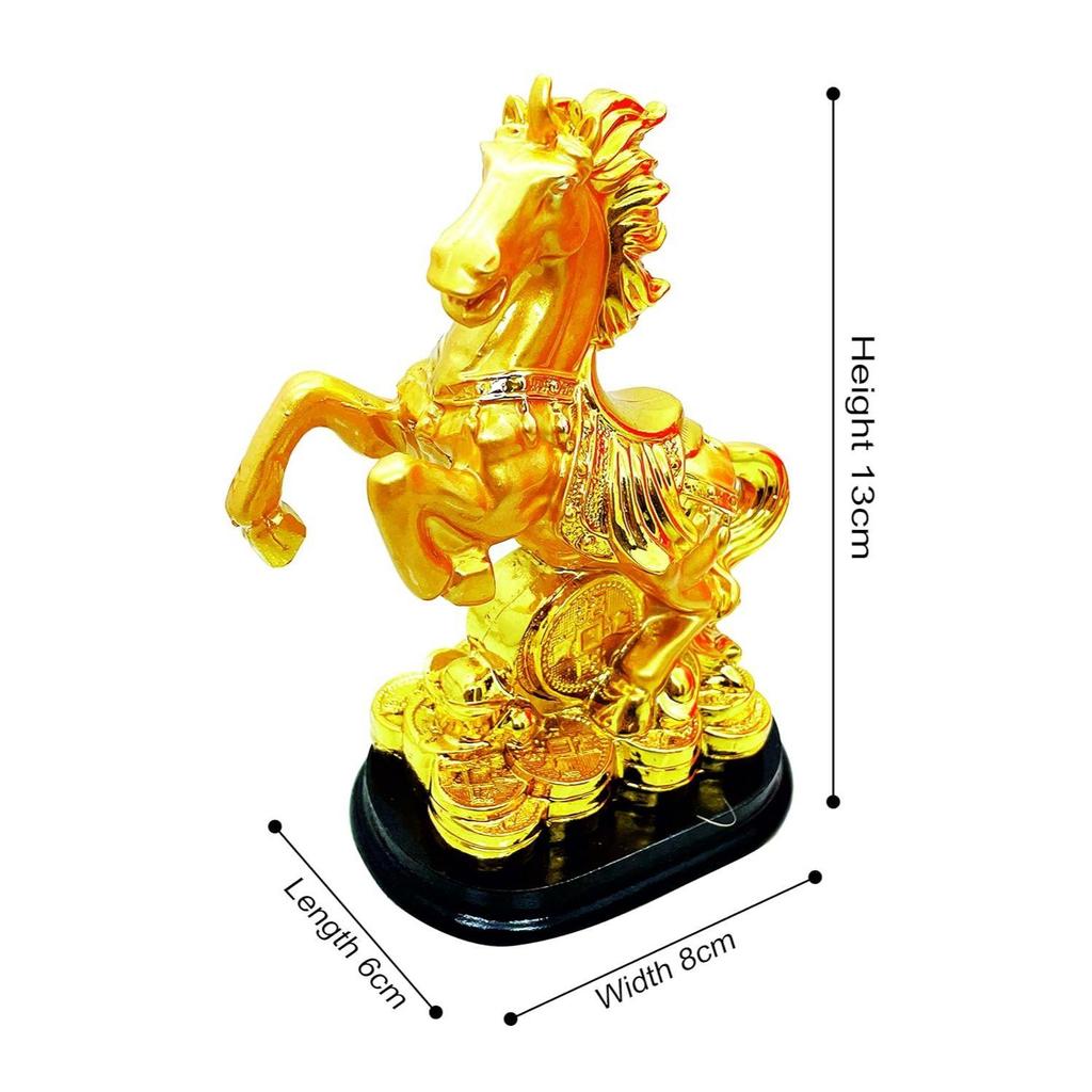 Эксклюзивный Золотой Набор из 1 Полирезиновой Фигурки Фэн-шуй Победный Бегущий Конь для Вибраций Положительной Энергии