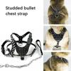 3pcs Set Dogs Kingdom Spiked Studded Dog Harness Collar Chain Walking Training Adjustable Leather Dog Pet Collar Harness Leash