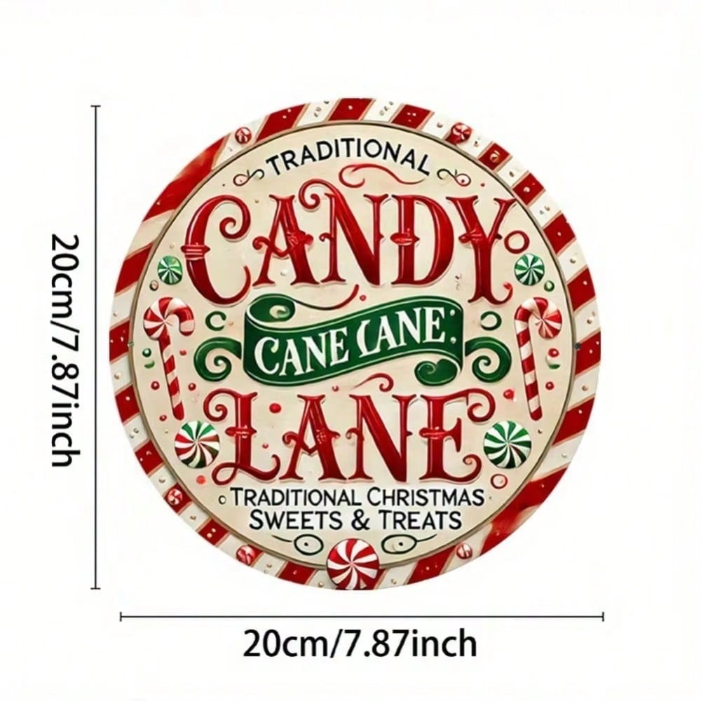 Винтажная металлическая табличка "Candy Cane Lane" (Дорожка леденцов) Рождественская Настенное искусство Прочная Рустикальная Оловянная Табличка Для Декора Дома Сада Бара