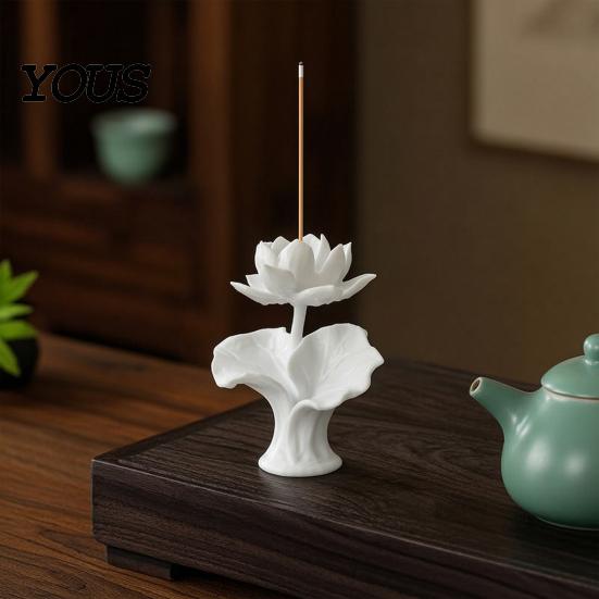 Декоративная фигурка лотоса, 3D-печатная фигурка, Держатель для благовоний в форме цветка, Настольное украшение-скульптура для комнаты медитации, йоги, домашнего офиса