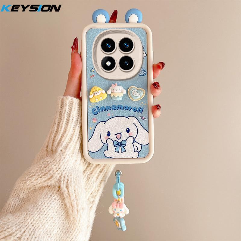 KEYSION Милый чехол с 3D-мультяшным рисунком для Redmi Note 14 Pro 5G 14 Pro+ с браслетом, силиконовый противоударный чехол для телефона Xiaomi POCO X7