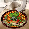 1 шт. Круглый ковер Rat Fink, Изготовлен из полиэстера, Идеально подходит для украшения офисных кресел, гостиных