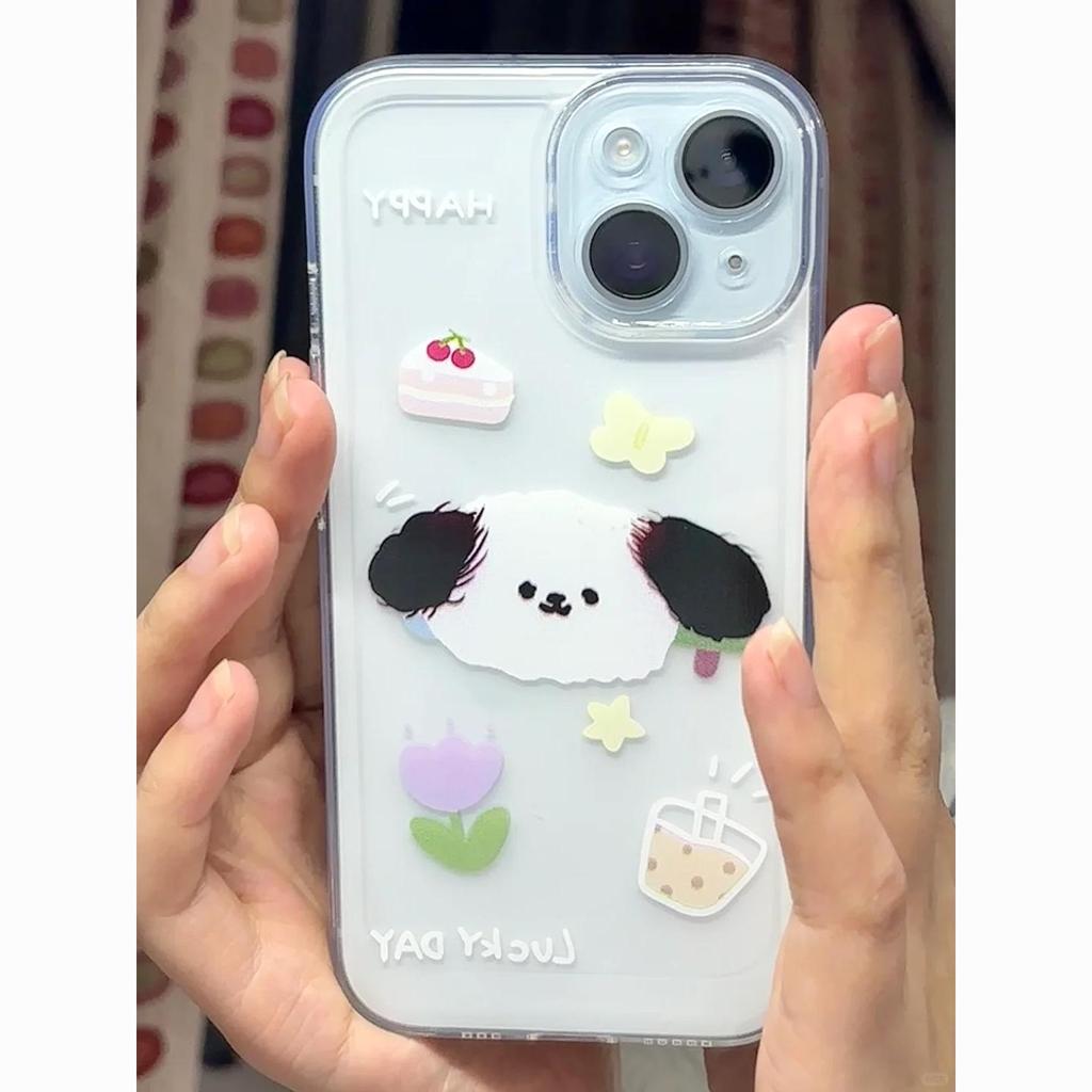 Чехол для телефона с дизайном «Торт с собачкой» для Apple iPhone 13/14/15/16, Pro Max, XS, 7/8 Plus - Милый, Прозрачный, Мягкий