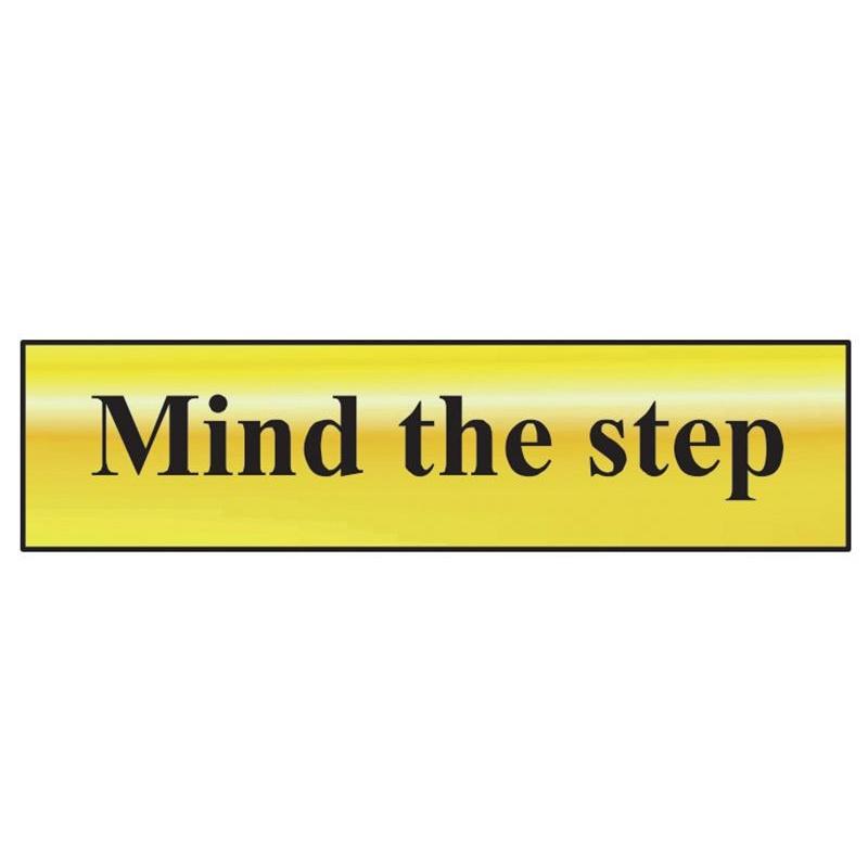 Scan Mind The Step - Polished Brass Effect 200 X 50mm
