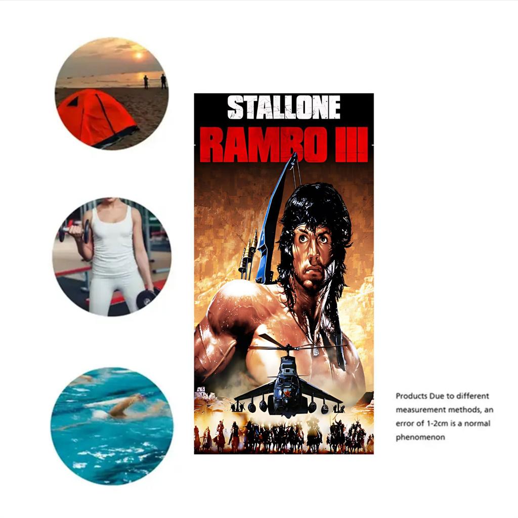 R-Rambo III S-Stallone Movie Poster Beach Towel Microfiber Soft Quick Dry Gym Sports Towel Bath Towel for Bathroom Swimming