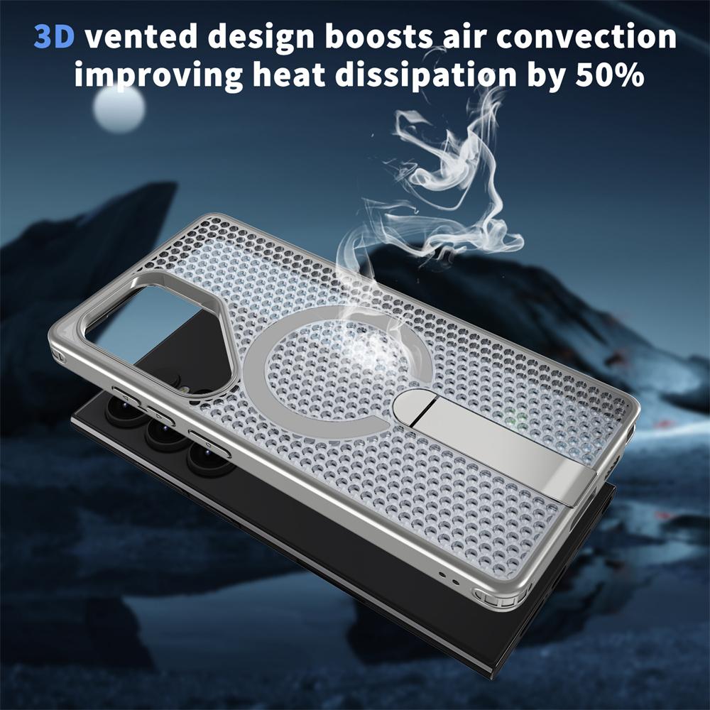 Heat Dissipation Folding Stand Magnetic Phone Case For Samsung S26 S24 S25 Ultra Plus For Magsafe Wireless Charging Back Cover