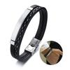 Новый модный мужской кожаный плетеный браслет Повседневный Контраст цветов Бандл из нержавеющей стали Мужской Подарок на вечеринку День рождения
