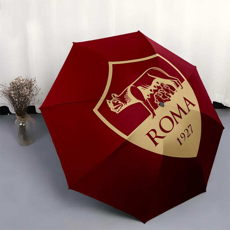 AS Roma, Badge Automatic Opening and Closing, 8 rib Structure Portable Umbrella, Suitable for Men and Women in All Seasons Perfect Gift for