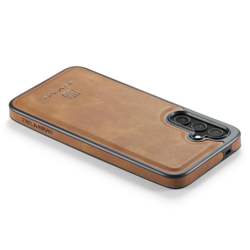 DG.MING For Samsung Galaxy S25 FE Case Anti-Drop Leather Coated PC+TPU Phone Back Cover