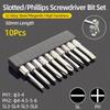 10Pcs Slotted Phillips Screwdriver Bit Set Flat Cross Head Electric Driver Hand Tools S2 Steel Magnetic Screwdrivers Drill Bits