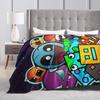 Warm BlanketStudents Camping Geometry Dash Gaming Game Throw Blanket  Flannel Bedspread For Couch Bed Funny Sofa Bed Cover