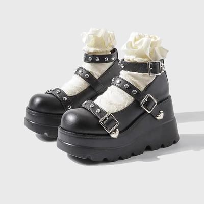 Женские туфли-лодочки на массивном каблуке Мэри Джейн Супер высокий каблук Платформа Клиновидная подошва Летние женские сандалии Ремешок с пряжкой Классические Милые Панк Женская обувь