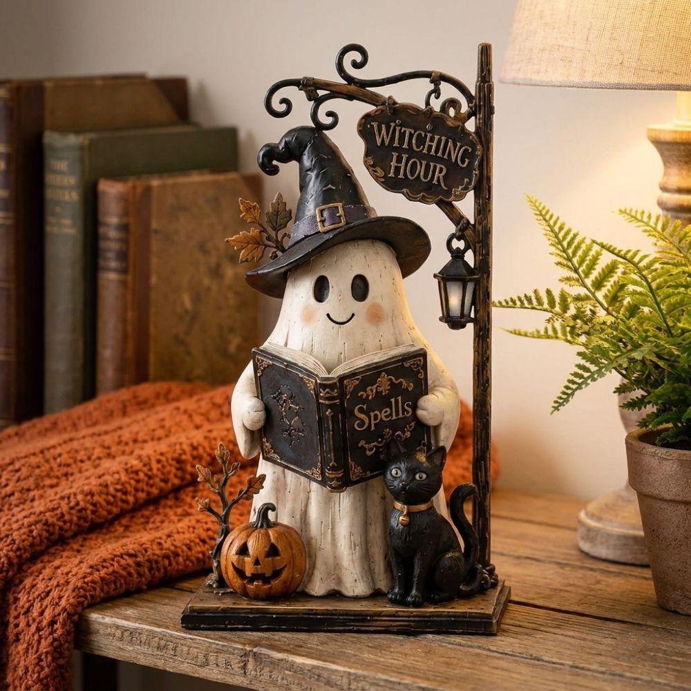 Vintage Halloween Pumpkin Ghost Figurine 2D Flat Halloween Wooden Sign Home Decor