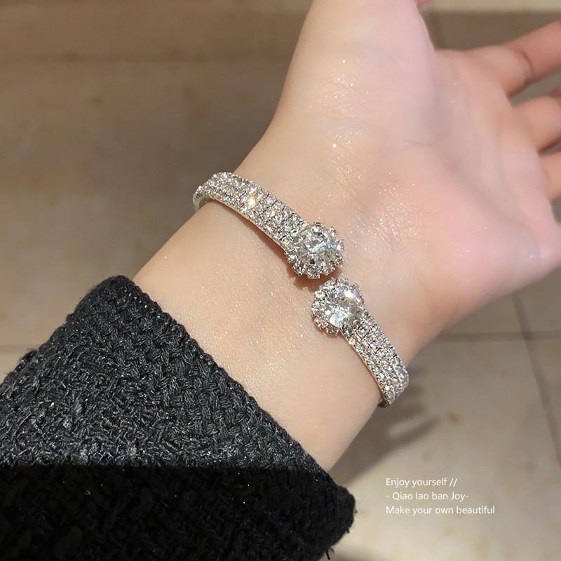 Элегантный европейский браслет с инкрустацией стразами в виде цветов, ювелирное изделие для женщин