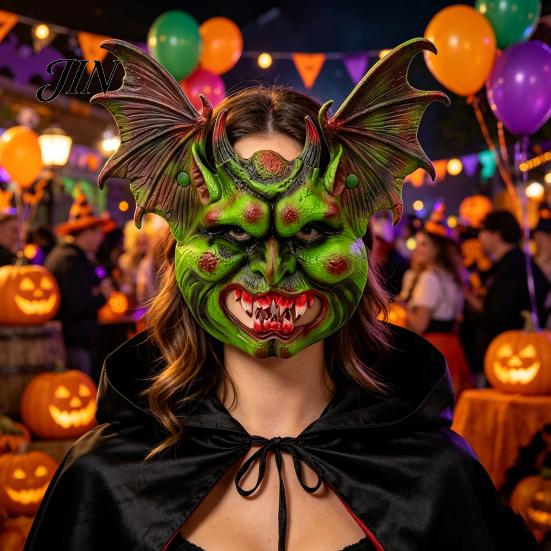 Soft PU Foam Masque Halloween Masque, Creepy Bat Devil Full Face Detailed Design Horror Evil Cosplay Party Prop for Costume Realistic