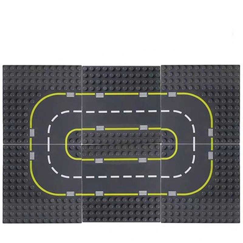 Большие частицы, городская дорога, улица, базовая пластина, прямая кривая, строительные блоки, совместимые с Duplo кирпичи, базовая пластина, детские игрушки