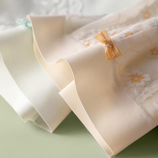 Женское Нижнее Белье с Высокой Талией Женские Сексуальные Кружевные Ледяные Шелковые Трусы Полное Покрытие Дышащие Мягкие Эластичные Слипы