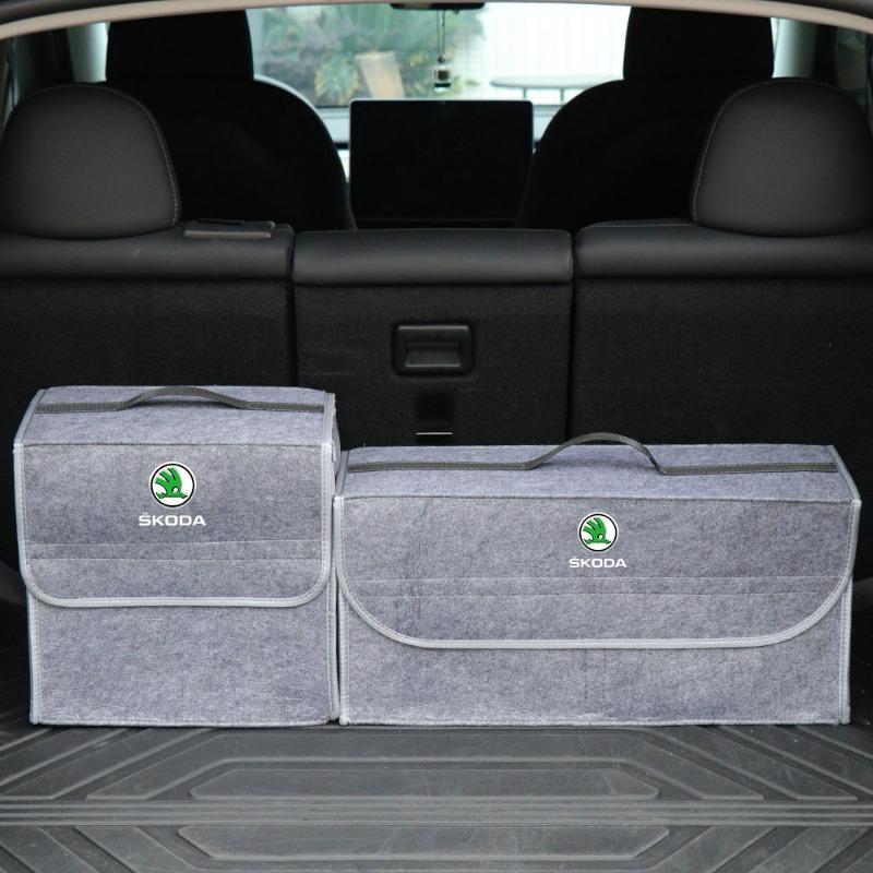 Car Soft Felt Storage Bag Organizer Car Foldable Trunk Bag Car Accessories For Skoda Octavia MK2 MK3 2 A7 Fabia Karoq Kodiaq Superb Rapid Yeti
