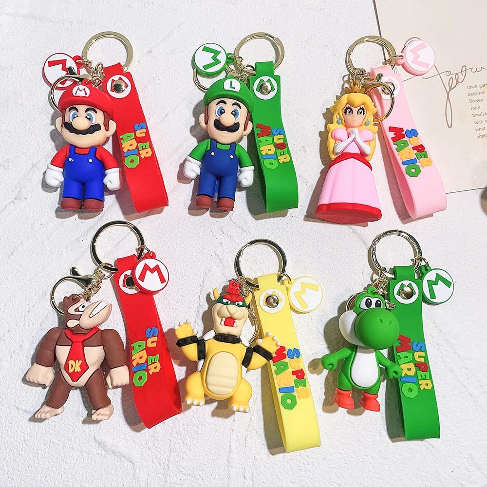 Super Mario Bros Keychain Action Figure Cute Cartoon Character Toy Doll Model Decoration Kid Birthday Gift