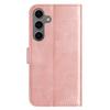 For Samsung Galaxy S24+ Stand Case with Strap PU Leather Wallet Phone Cover S Shape Stitching Design