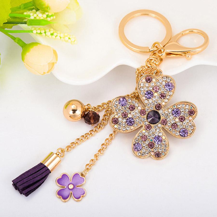 EASYA Клевер Любви Креативный Подарок Брелок Сплав Стразы Брелок Подвеска для Сумки Женский Шарм для Сумки Автомобильные Аксессуары Маленький Подарок