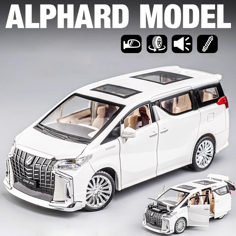 1/24 Toyota Alphard MPV Alloy Die Cast Toy Car Model Sound and Light Pull Back Children's Toy Collectibles Birthday Gift