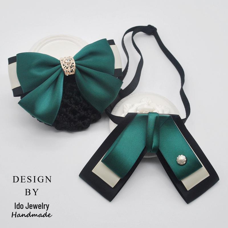 Professional Floral Bow Tie and Hair Net Set for Hotel and Healthcare Staff