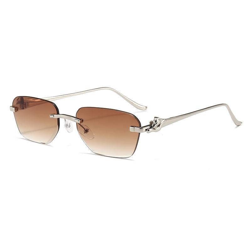 Xiaomi Women Rimless Rectangle Sunglasses UV400 Silver Alloy Temples Multi Color Gradient Fashion Daily Shades