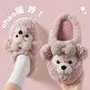 Bow Bear Cotton Slippers Autumn and Winter Home Plush Soft Bottom Bedroom Non-slip Warm Cotton Mop