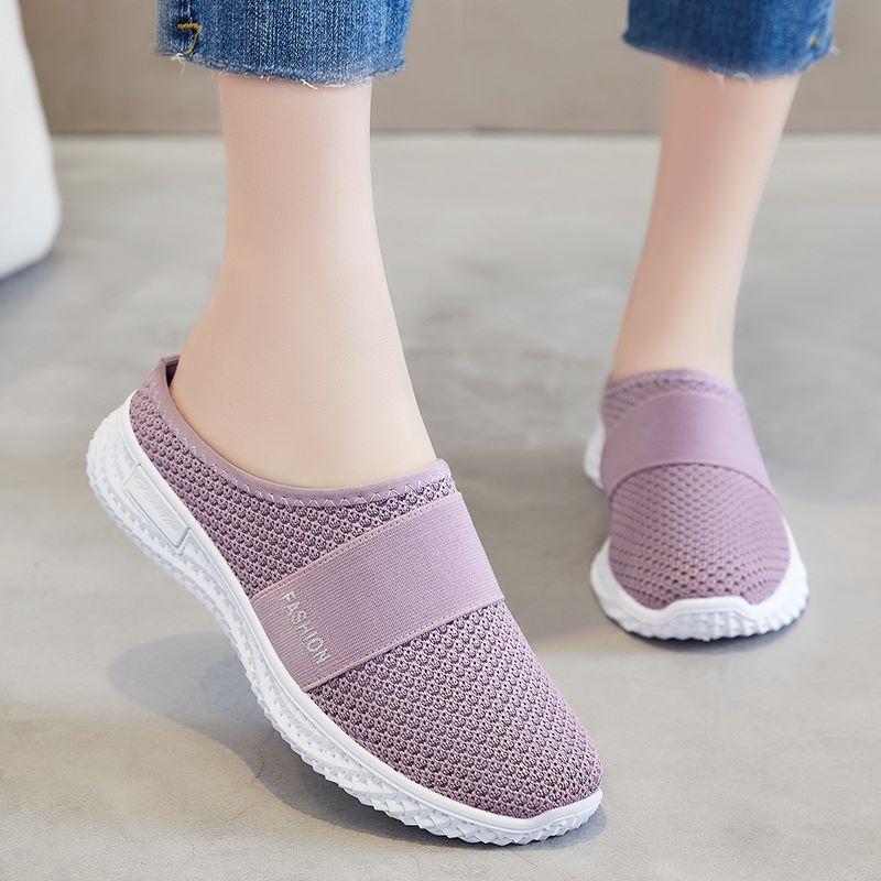 Women's Shoes Summer Slipper Half Slipper Breathable Comfortable Mesh Surface Indoor Home Casual Shoes Women Sneakers