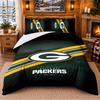 Printed 3Pcs Bedding Set Green Bay Packers Pattern Bed Sheet Pillowcase For Bedroom Decor