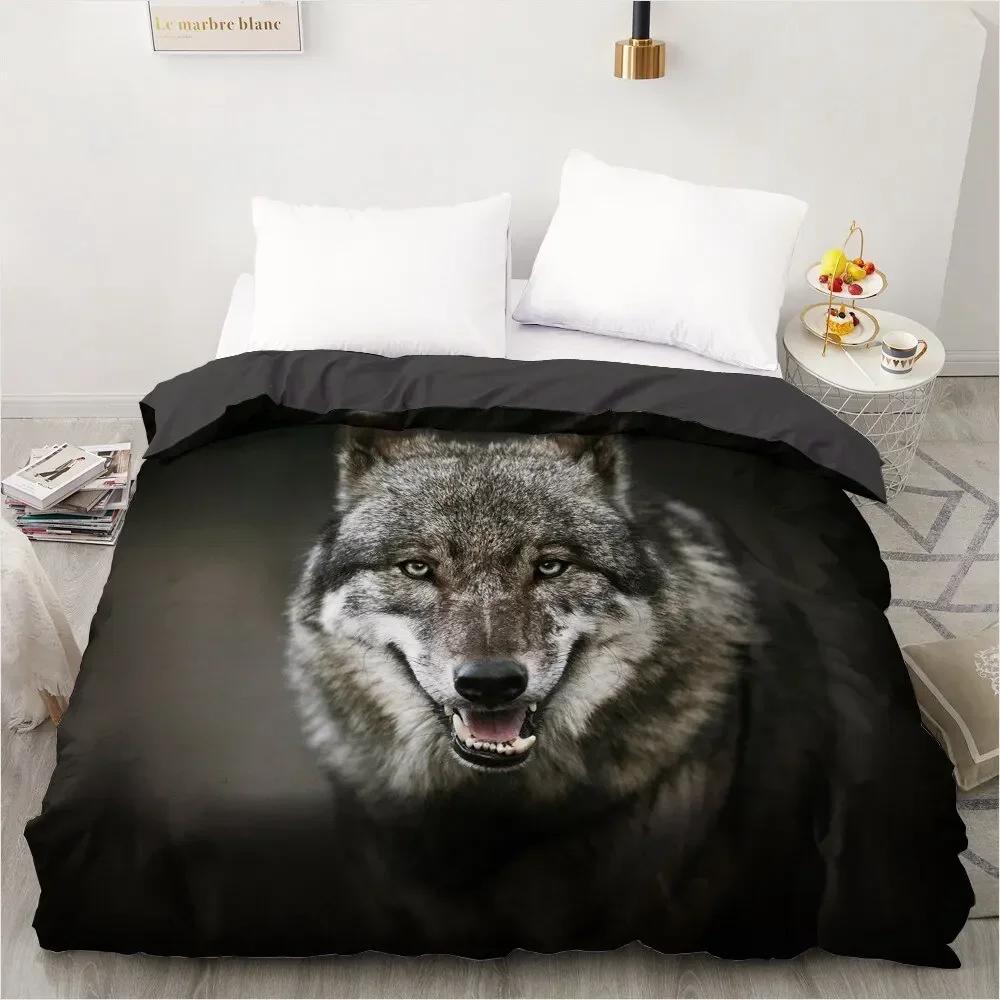 Wolf Cute Animal 3D Duvet Cover Bedding Set Comforter Linen Pillowcases Home Decor Single Double Twin King Queen
