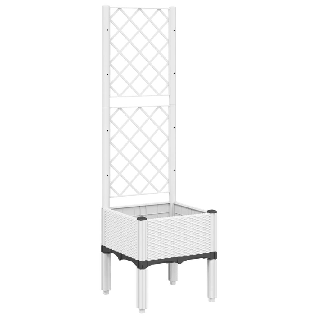 Planter with Trellis White 40x40x142 cm PP