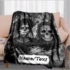 1PC Custom Name Day Dead Couple flannel blanket versatile,all-season throw suitable for the living room,bedroom,camping,travel,and gift