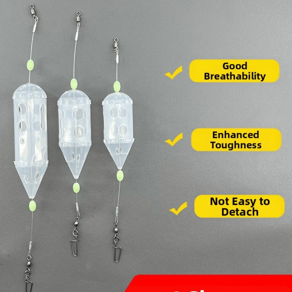 3pcs Set Yellow Foam Ball Luminous Bait Cage 3pcs Set Clear Cap Feeder  Saltwater Fishing