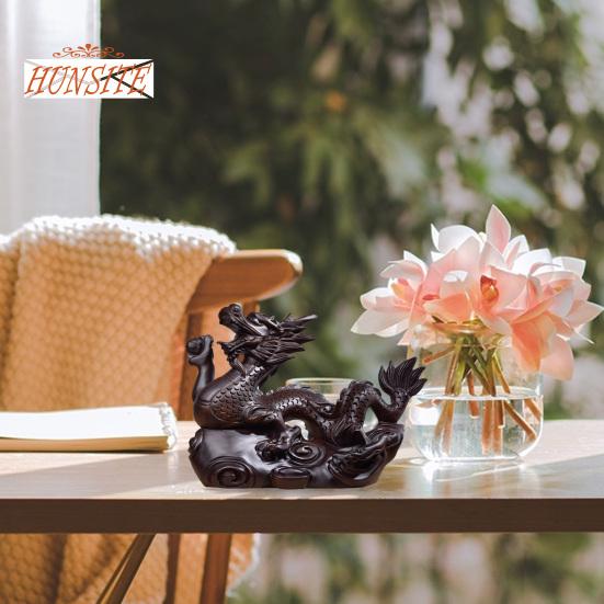 Дракон Орнамент Деревянная статуя дракона китайского зодиака, декор богатства и удачи