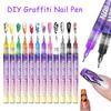 12Pcs Nail Art Graffiti Pens Ultra Fine Tip Manicure Marker DIY Nail Designs Waterproof Gel Pens Nail Artist Tool