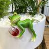 Frog Garden Statue Planter Hugger Drinking Frog Flower Pot Edge Decor Frog Figurine for Potted Plants Aquarium Decoration