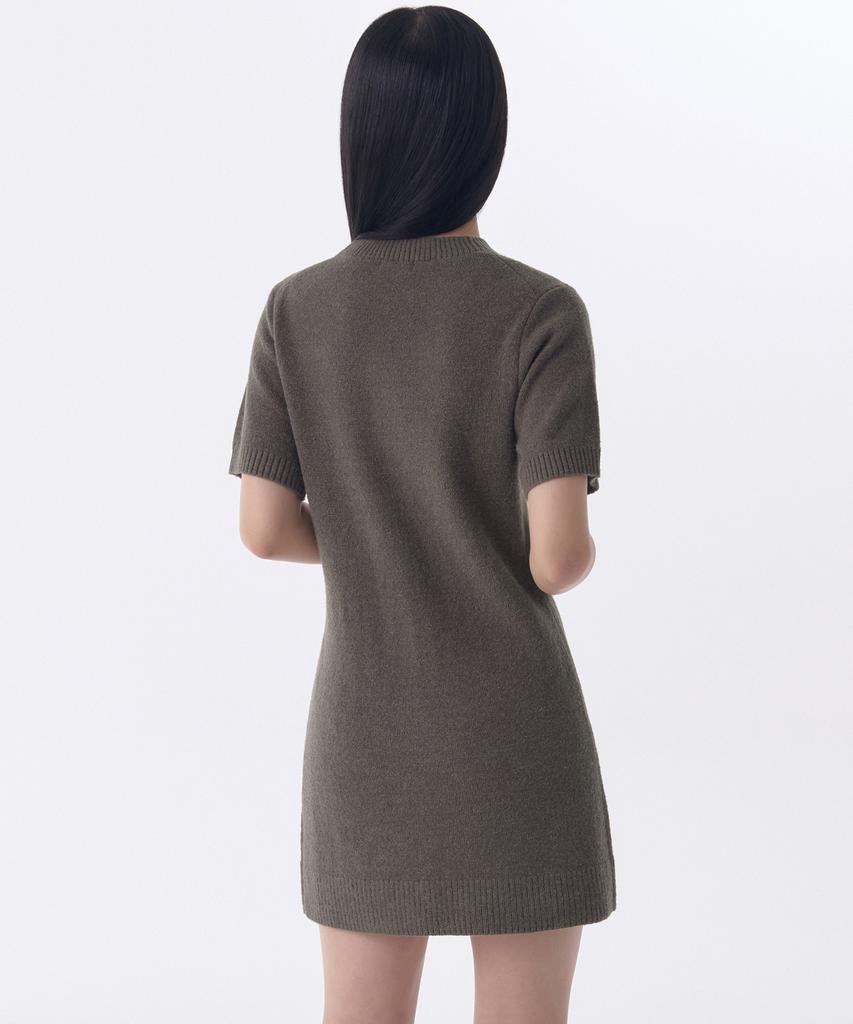 Musinsa Standard Woman Women'S Crew Neck Knit Mini Dress [Khaki Brown]