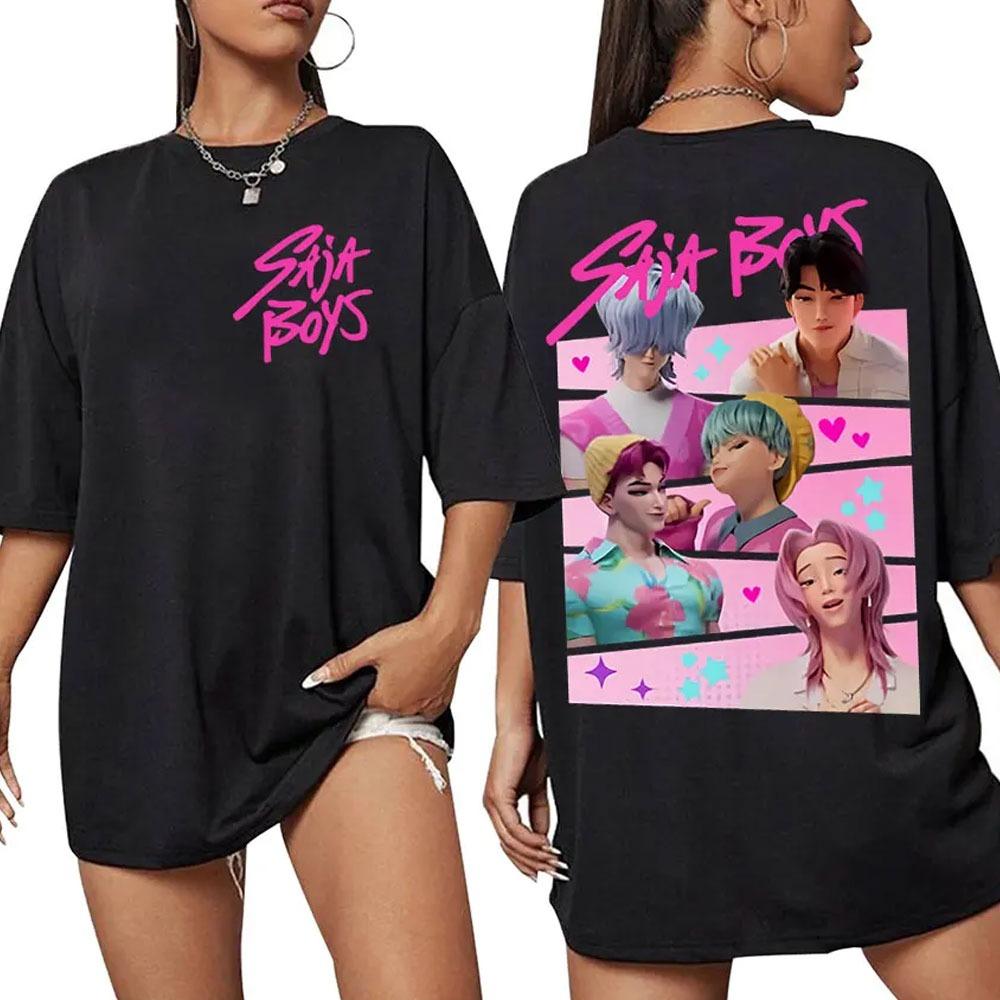 K-pop Охотники на демонов Руми Мира Зпей 2025 Фильм Графическая футболка Мужская Женская Харадзюку Высокое качество Оверсайз Хлопковая футболка Уличная одежда