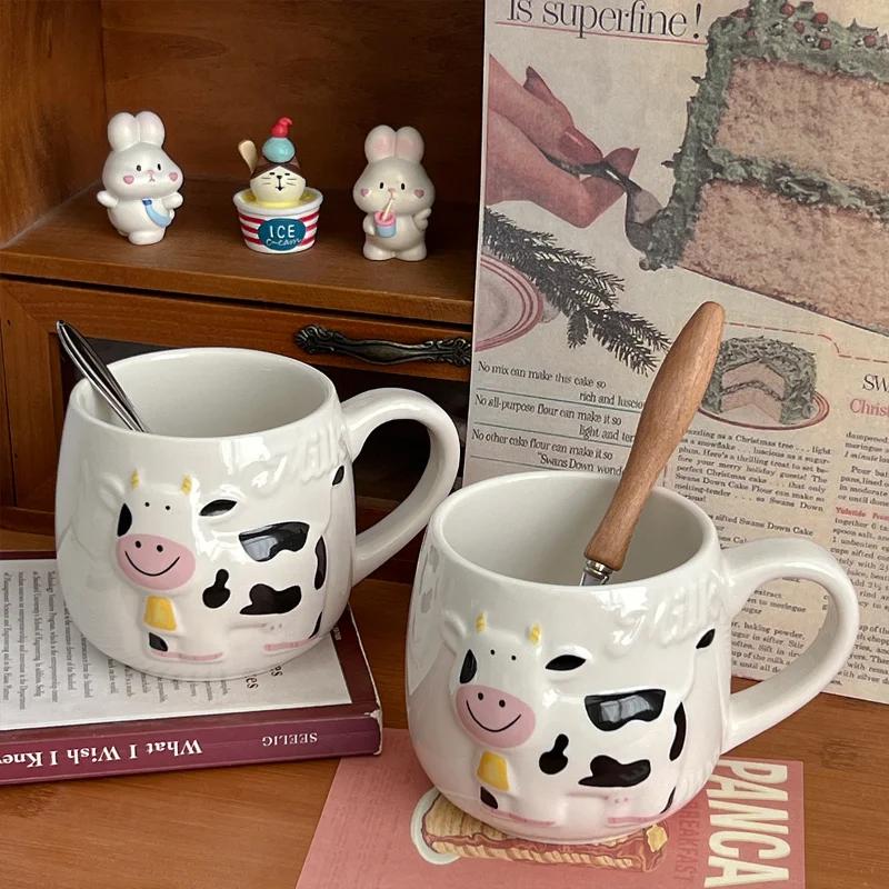 Ceramic Cartoon Animal Milk Mug Cute Cow Coffee Cup Creative Home Milk Tea Cup Office Tea Cup Children's Holiday Gift Mugs