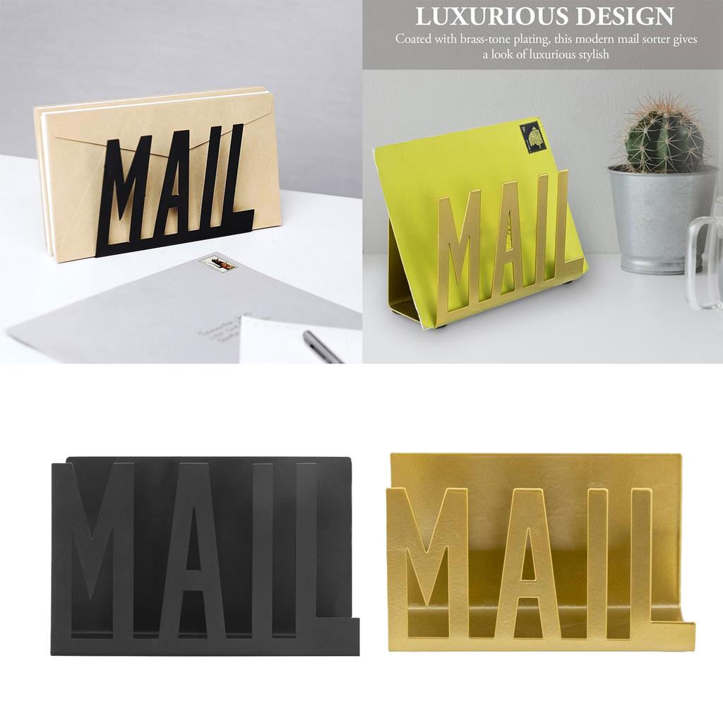 Elegant Iron Mail Sorter Metal Cutout Desktop Envelope Organizer Efficient Document Storage Rack for Home or Office